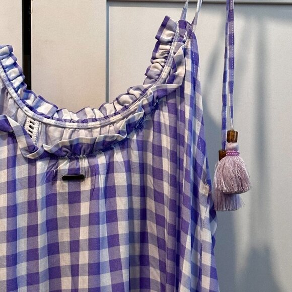 NEW Maaji Seersucker Magnolia Mini Cover Up dress Size S l Purple Gingham - Picture 7 of 9